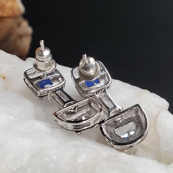 Solid 925 Sterling Silver Raw Sapphire Earrings - Picture 4 of 8